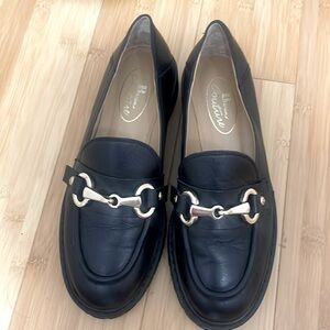 Brown’s Couture lug sole leather  loafers with gold accent